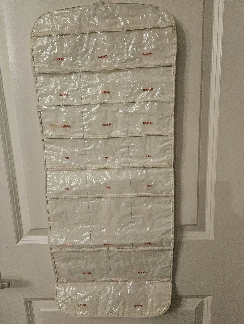 Vintage Clear Pocket Hanging Jewelry and Accessory Organizer
